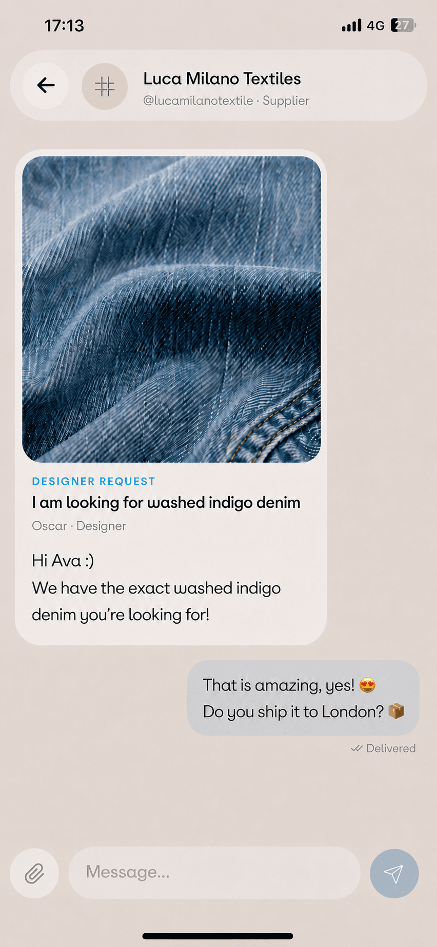 Direct conversation with a Supplier.