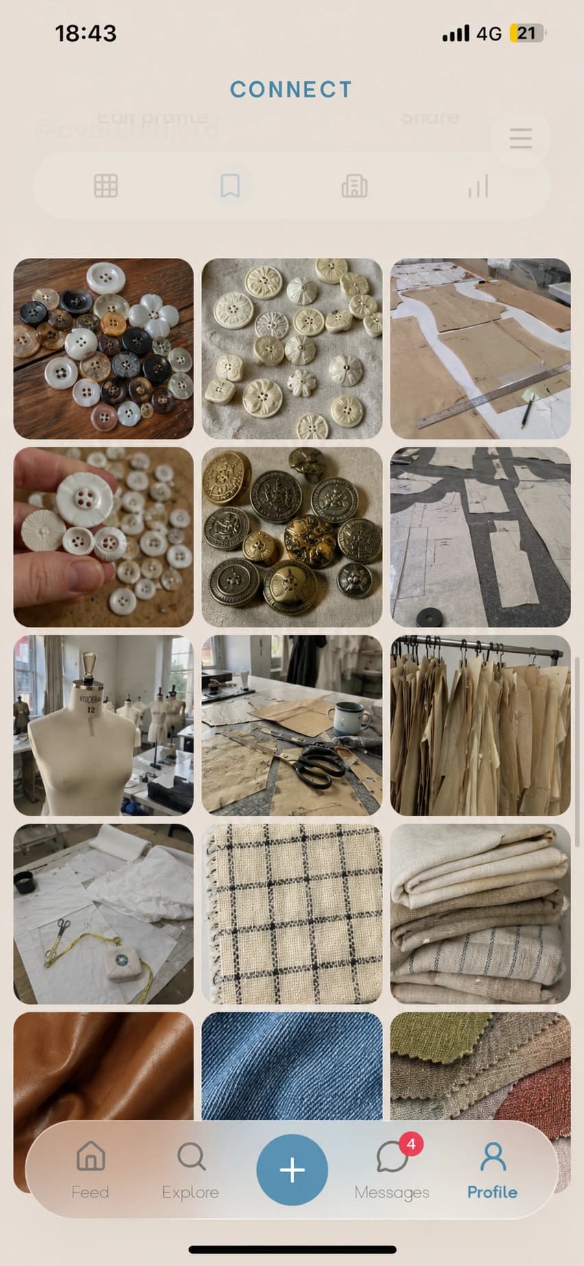 Archived work inside a Designer profile.